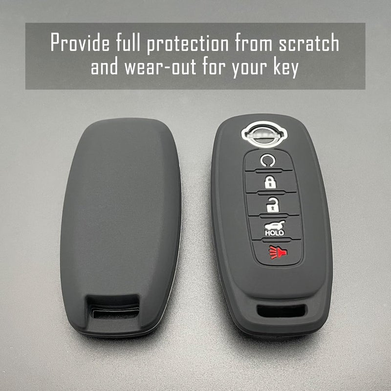 TANDRIVE 5-Button Key Fob Cover for 2023-2026 Nissan Rogue Pathfinder and 2024-2026 Sentra, Silicone, 2-Pack, Black - Image 3